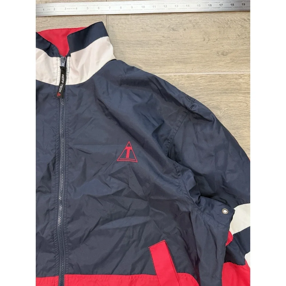 Vintage REPP Tech Navy Blue And Red Zip Up‎ Windbreaker Jacket Size XL